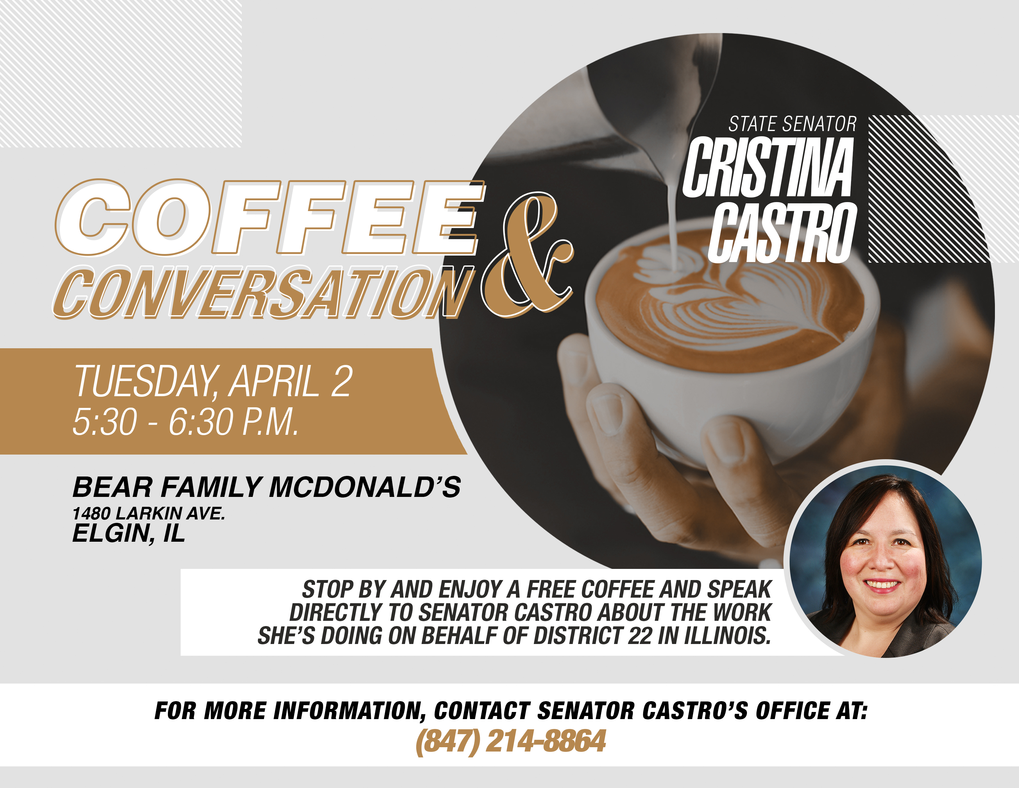 Join State Senator Cristina Castro for coffee and conversation